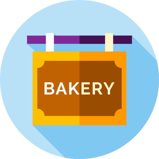 A green sign that reads 'bakery'